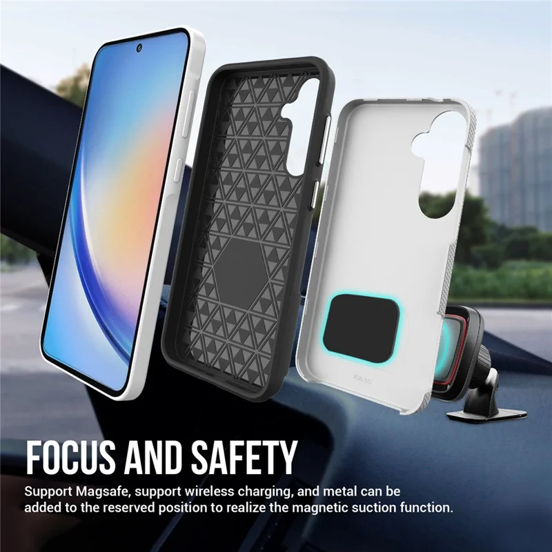 For Samsung Galaxy A35 5G Phone Cover TPU+PC Military Grade Drop-proof Back Case - Silver