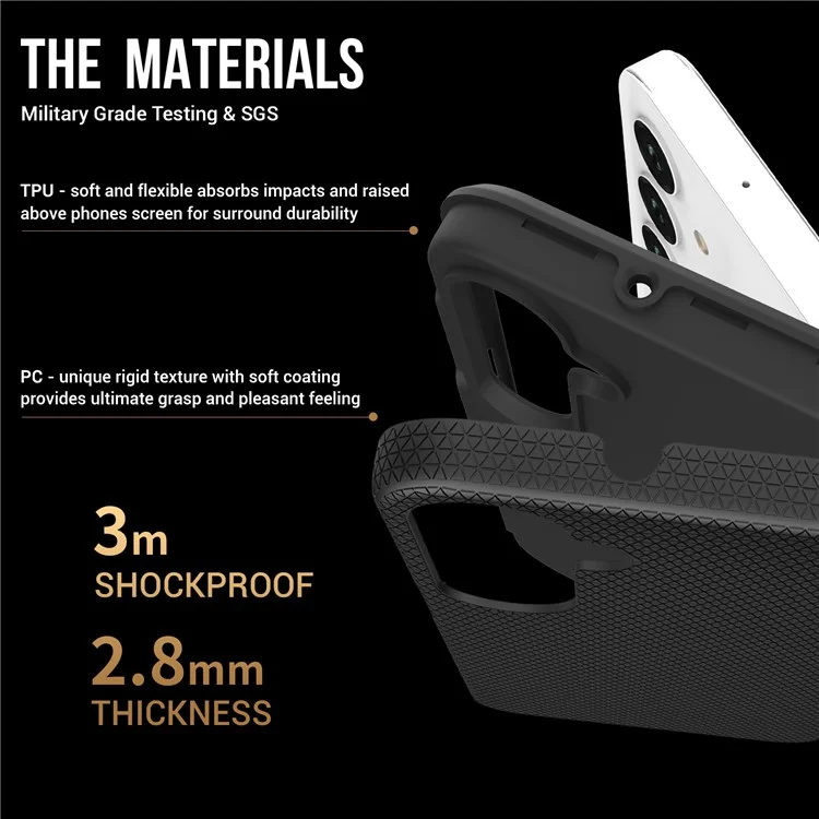 For Samsung Galaxy A25 5G (Global) (161.0 x 76.5 x 8.3mm) Cell Phone Case Reinforced Corners Drop-proof Cover - Black