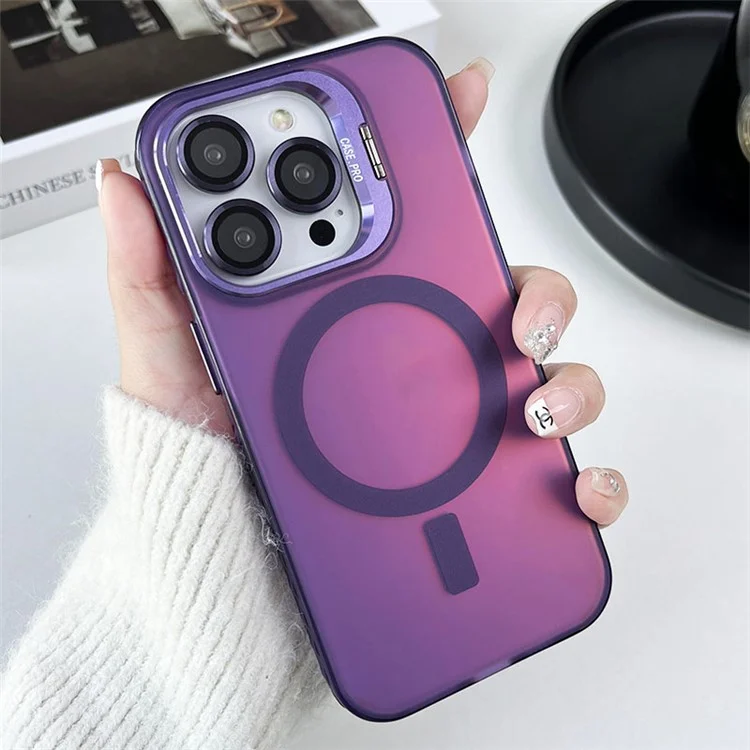 Per iPhone 12 / 12 Pro Case Camera Supporto IMD PC+TPU Cover Telefonica Compatibile con MagSafe - Viola