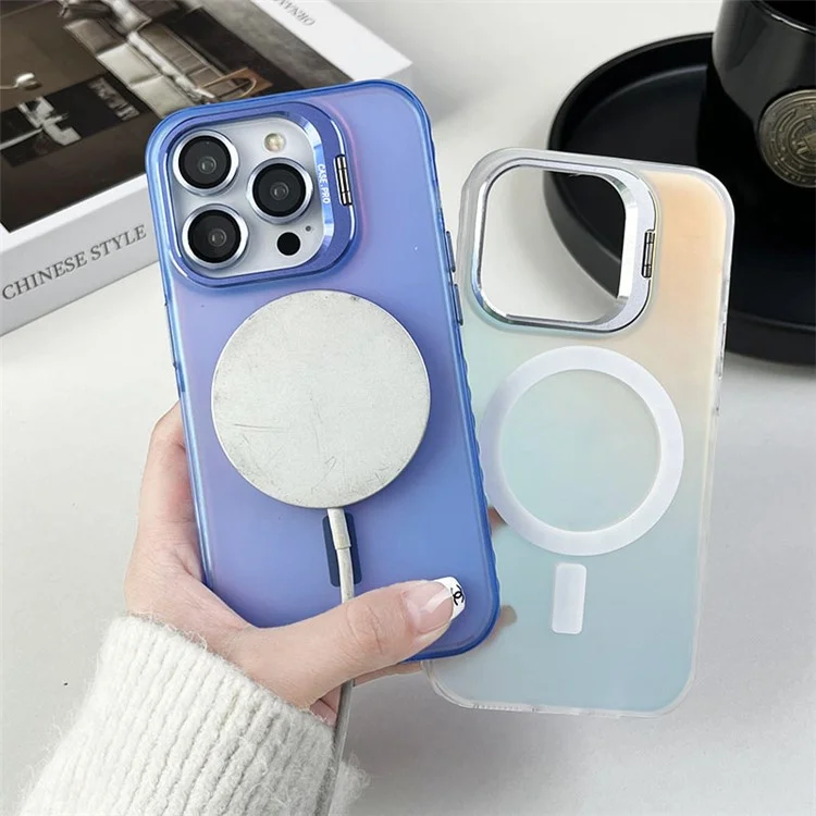 Per iPhone 12 / 12 Pro Case Camera Supporto IMD PC+TPU Cover Telefonica Compatibile con MagSafe - Viola