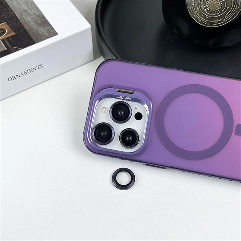 For iPhone 12 / 12 Pro Case Camera Kickstand IMD PC+TPU Phone Cover Compatible with MagSafe - Green