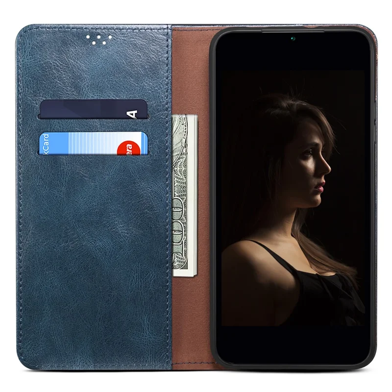 Til Honor X8b 4G Vokset Crazy Horse-tekstur Etui i PU-læder Telefondæksel Med Wallet - Blå