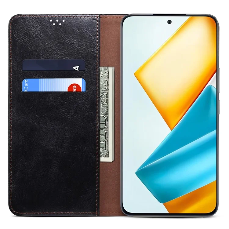 For Honor 90 GT 5G PU Leather Case Card Slot Wallet Phone Shell Crazy Horse Pattern - Black