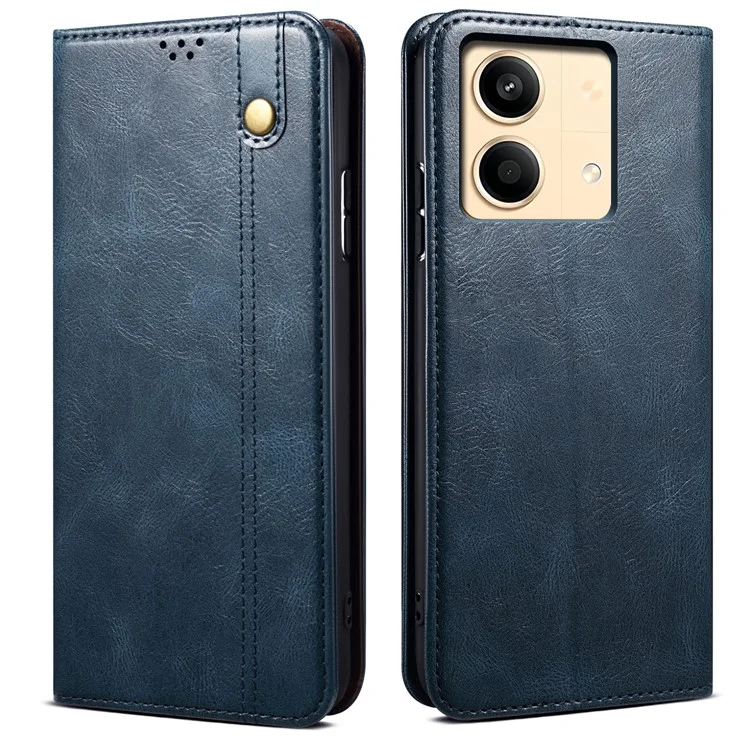 Für Xiaomi Redmi Note 13R Pro 5G PU-Leder-Brieftasche Handyhülle Magnetischer Schutzdeckel - Blau