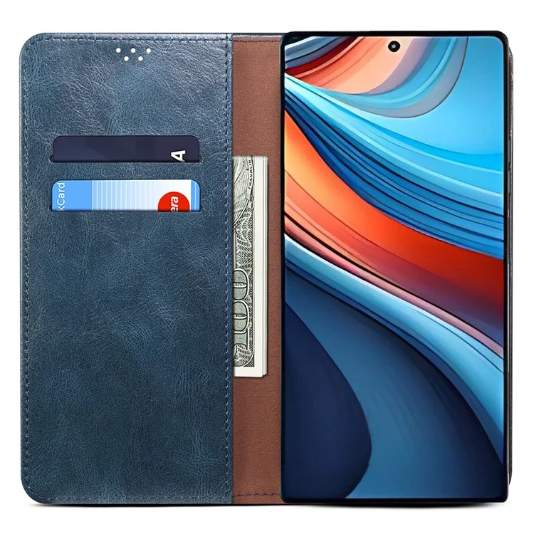Für Xiaomi Redmi Note 13R Pro 5G PU-Leder-Brieftasche Handyhülle Magnetischer Schutzdeckel - Blau