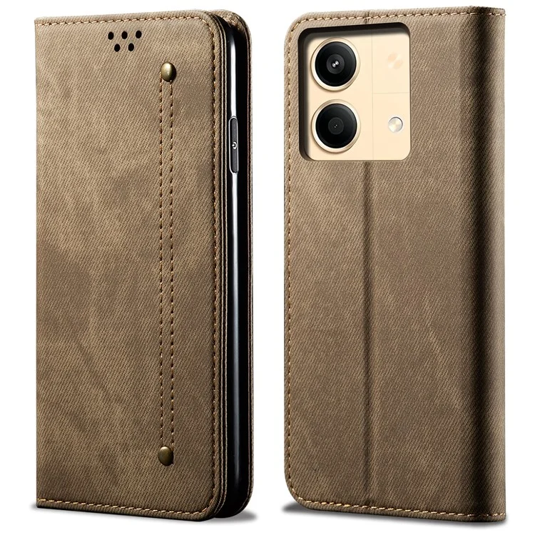Für Xiaomi Redmi Note 13R Pro 5G Handyhülle PU-Leder Flip-Hülle mit Geldbörse und Kartenfach - Khaki