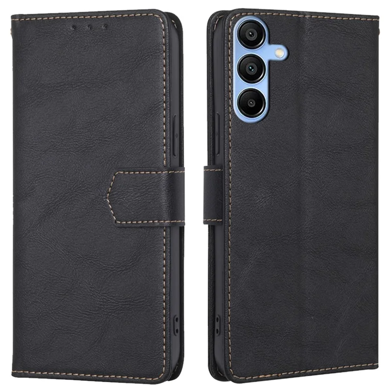 For Samsung Galaxy A15 4G / A15 5G Case PU Leather+TPU RFID Blocking Phone Wallet Cover - Black