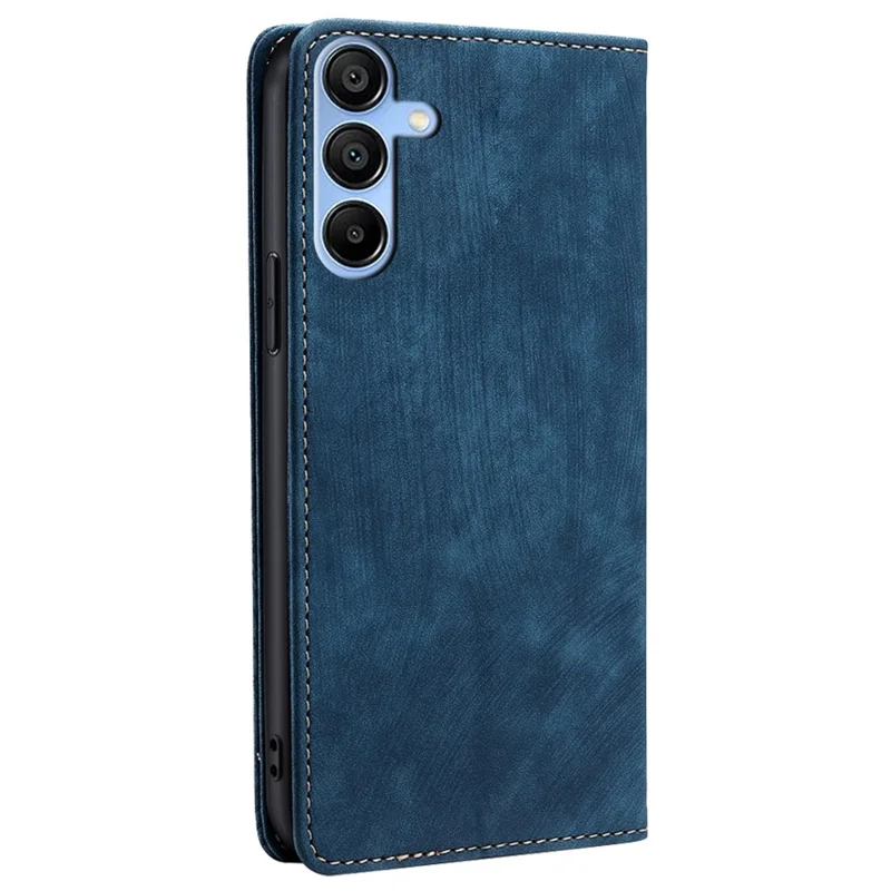 For Samsung Galaxy A15 4G / A15 5G Leather Case RFID Blocking Stand Mobile Phone Cover - Blue