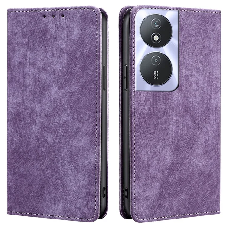 Para Honor Play 50 Plus 5G / Play 8T 5G / X7b 4G / 90 Smart Funda de piel de PU con soporte plegable y bloqueo RFID - Púrpura