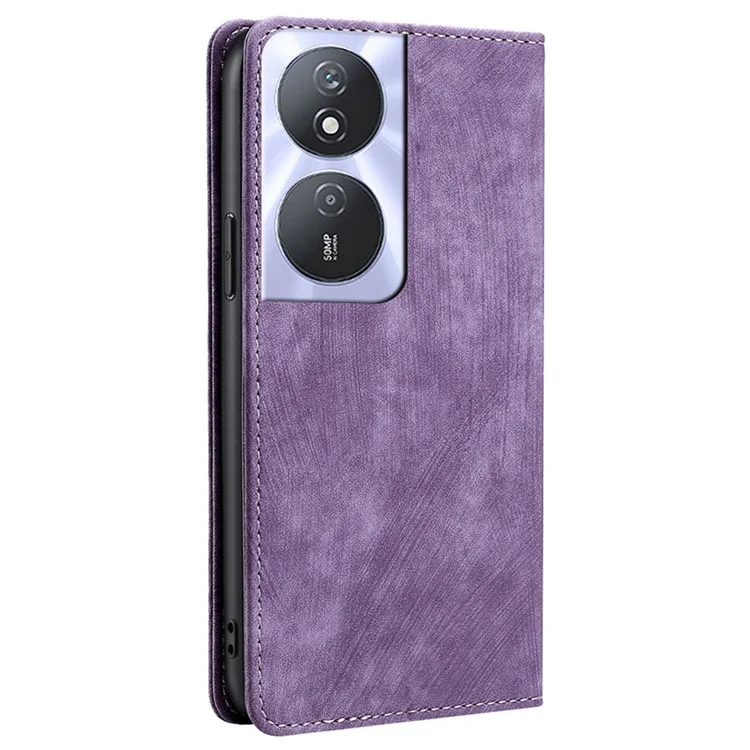 Para Honor Play 50 Plus 5G / Play 8T 5G / X7b 4G / 90 Smart Funda de piel de PU con soporte plegable y bloqueo RFID - Púrpura
