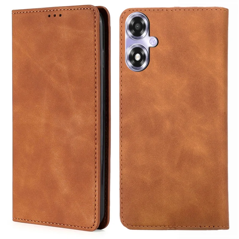 For Oppo A2x 5G / A2m 5G Card Slots Phone Case PU Leather Stand Mobile Phone Cover - Light Brown