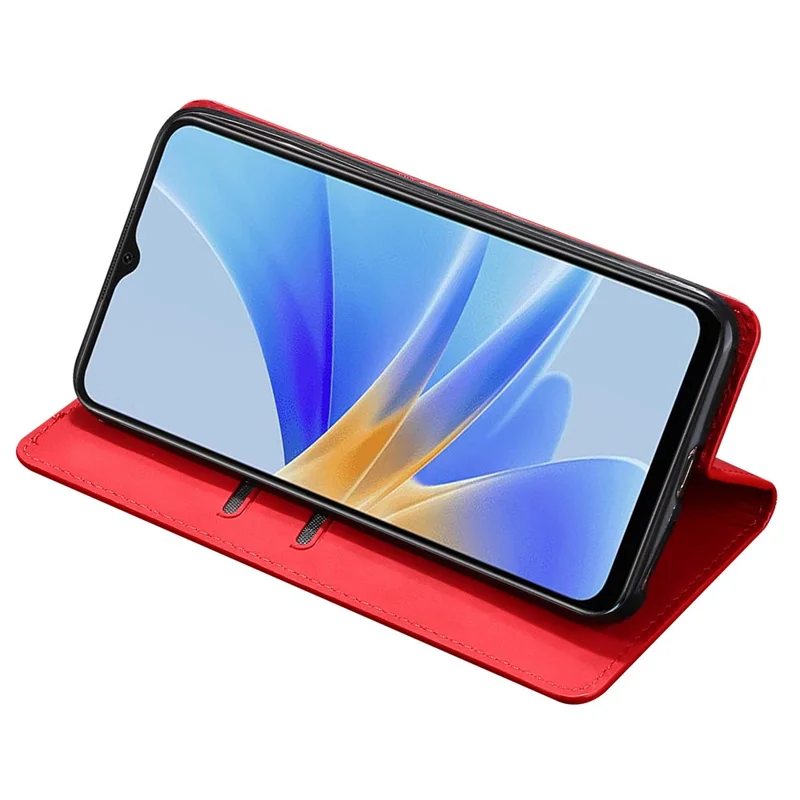 For Oppo A2x 5G / A2m 5G Card Slots Phone Case PU Leather Stand Mobile Phone Cover - Red