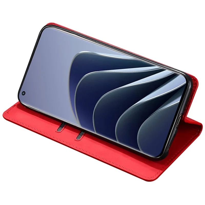 PU-läderskal för OnePlus 12 5G mobilskal med ställfot och kortfack - Röd