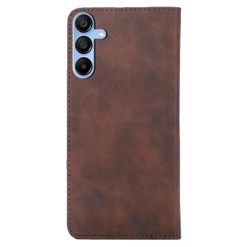 For Samsung Galaxy A15 5G / 4G Case PU Leather Stand Mobile Phone Cover with Card Slots - Dark Brown