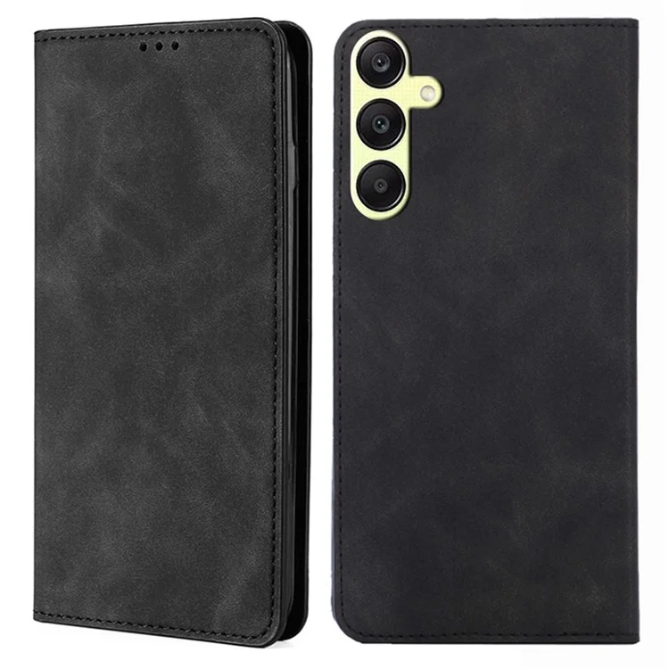 Para Samsung Galaxy A25 5G (Global) (161.0 x 76.5 x 8.3mm) Funda de teléfono móvil Soporte para tarjetas Cubierta de pie de cuero - Negro