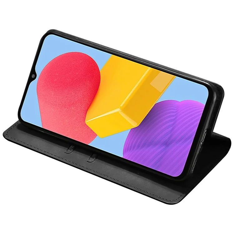Para Samsung Galaxy A25 5G (Global) (161.0 x 76.5 x 8.3mm) Funda de teléfono móvil Soporte para tarjetas Cubierta de pie de cuero - Negro