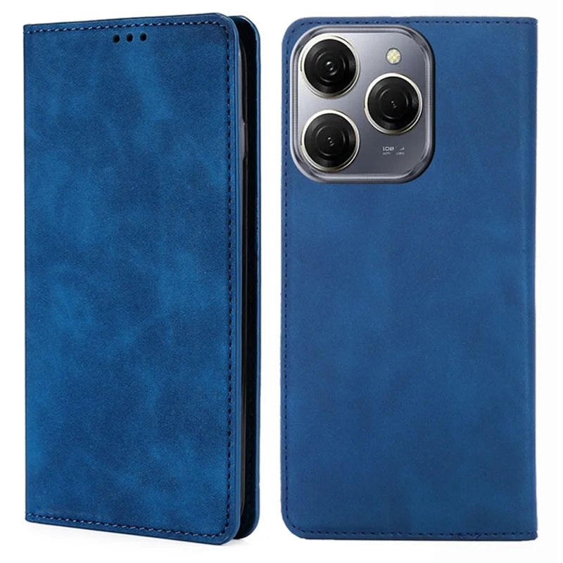 For TECNO Spark 20 Pro Case Anti-Scratch PU Leather Stand Card Slots Cell Phone Cover - Blue