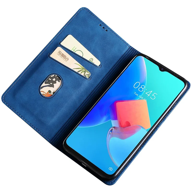 For TECNO Spark 20 Pro Case Anti-Scratch PU Leather Stand Card Slots Cell Phone Cover - Blue