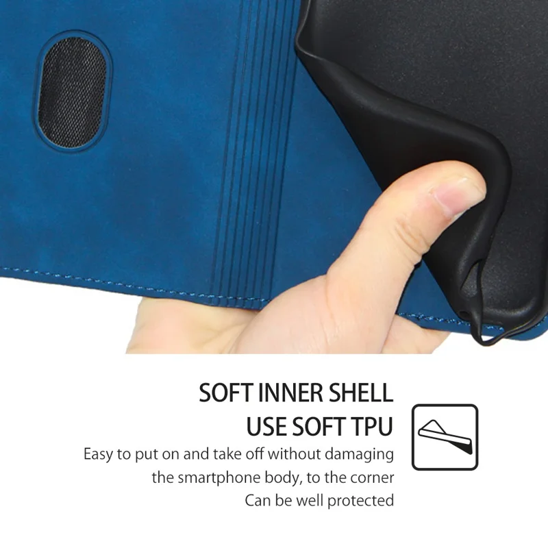 For TECNO Spark 20 Pro Case Anti-Scratch PU Leather Stand Card Slots Cell Phone Cover - Blue