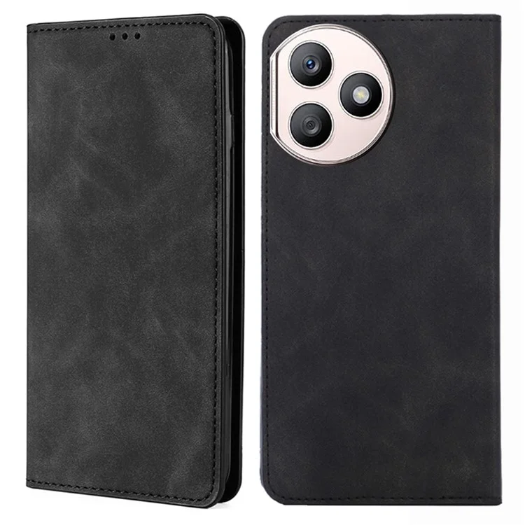 Funda de teléfono móvil de piel con soporte y ranuras para tarjetas para el For Honor X50i+ 5G - Negro