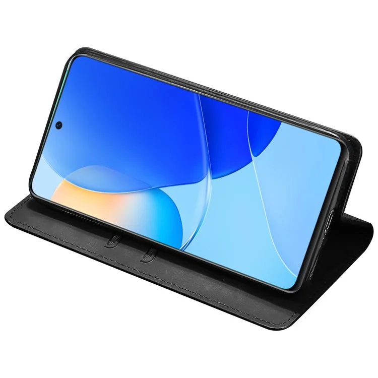 Funda de teléfono móvil de piel con soporte y ranuras para tarjetas para el For Honor X50i+ 5G - Negro