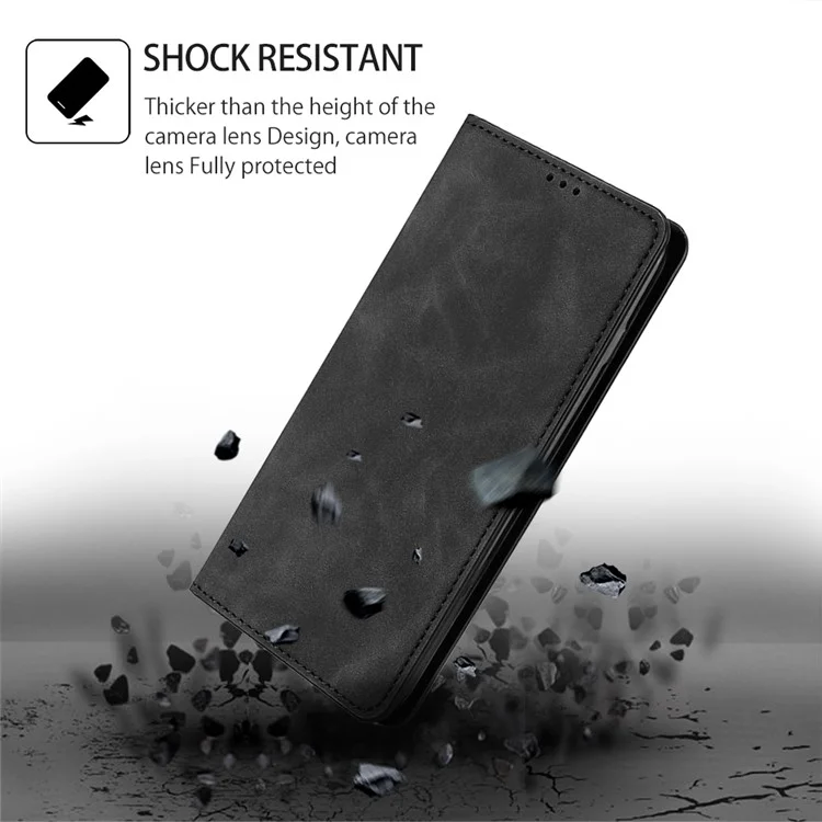 Funda de teléfono móvil de piel con soporte y ranuras para tarjetas para el For Honor X50i+ 5G - Negro