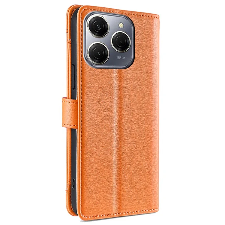 Para TECNO Spark 20 Pro Case Zipper Pocket PU Leather Phone Wallet Cover con correas para el hombro y la muñeca - Naranja