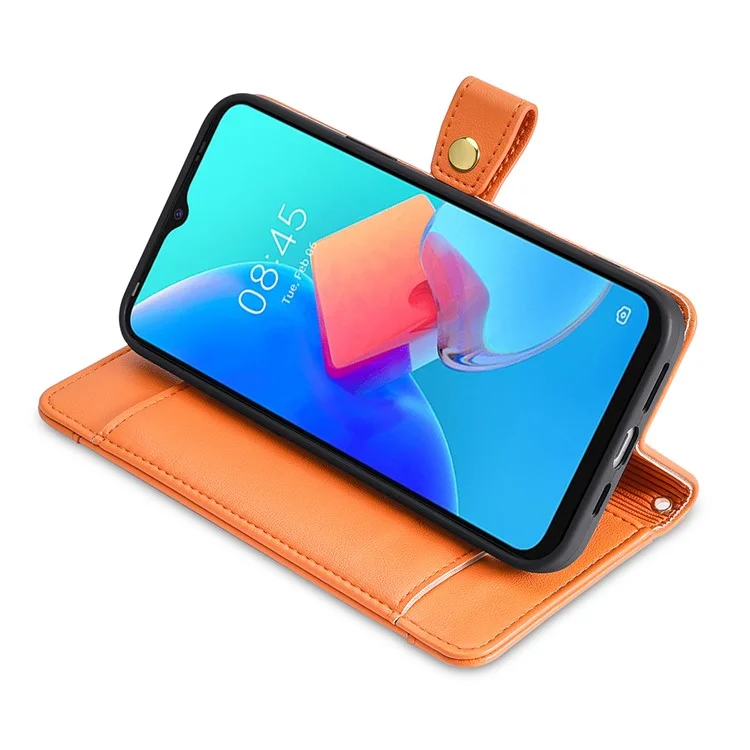 Para TECNO Spark 20 Pro Case Zipper Pocket PU Leather Phone Wallet Cover con correas para el hombro y la muñeca - Naranja