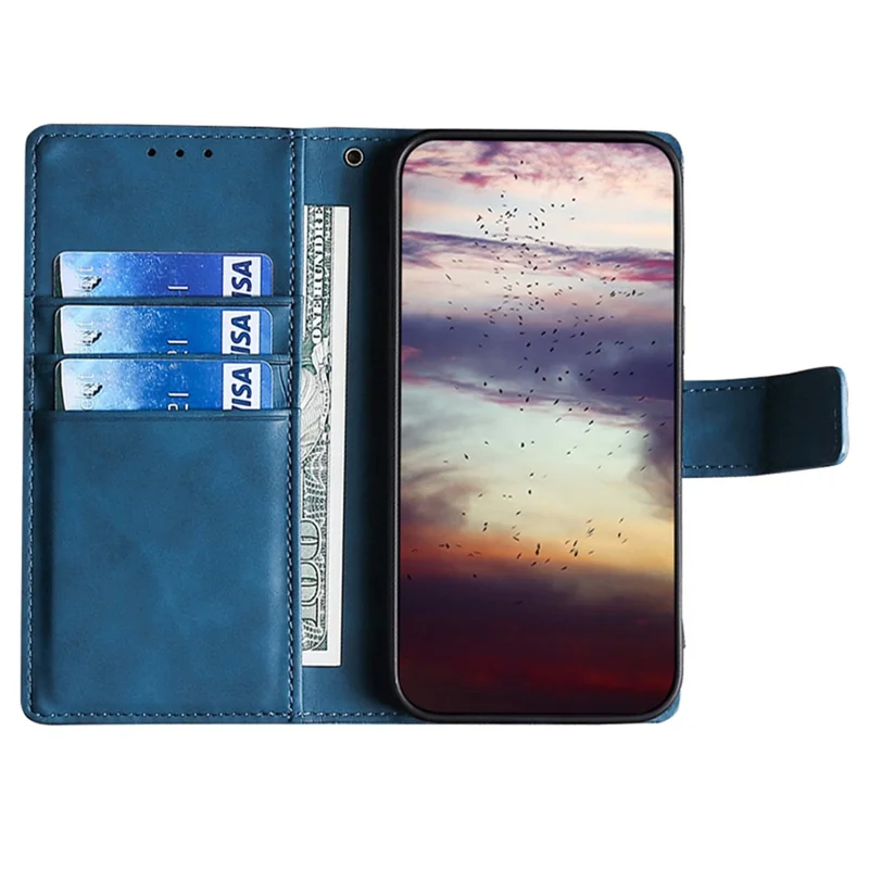 For Oppo A2x 5G / A2m 5G Phone Case Wallet Skin-touch PU Leather Crocodile Texture Stand Flip Cover - Blue