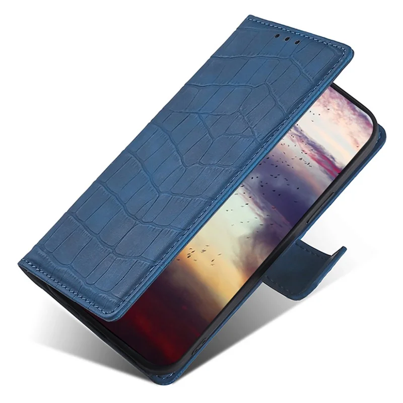 For Oppo A2x 5G / A2m 5G Phone Case Wallet Skin-touch PU Leather Crocodile Texture Stand Flip Cover - Blue