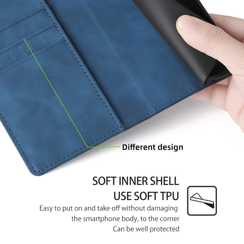 For Oppo A2x 5G / A2m 5G Phone Case Wallet Skin-touch PU Leather Crocodile Texture Stand Flip Cover - Blue