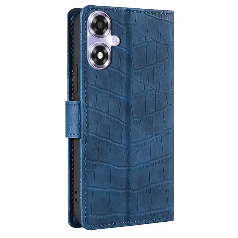 For Oppo A2x 5G / A2m 5G Phone Case Wallet Skin-touch PU Leather Crocodile Texture Stand Flip Cover - Blue