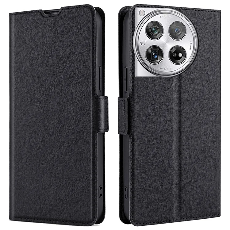 PU Leder-Handyhülle für OnePlus 12 5G, mit Kartenfächern, Handyhülle mit Fallschutz - Schwarz