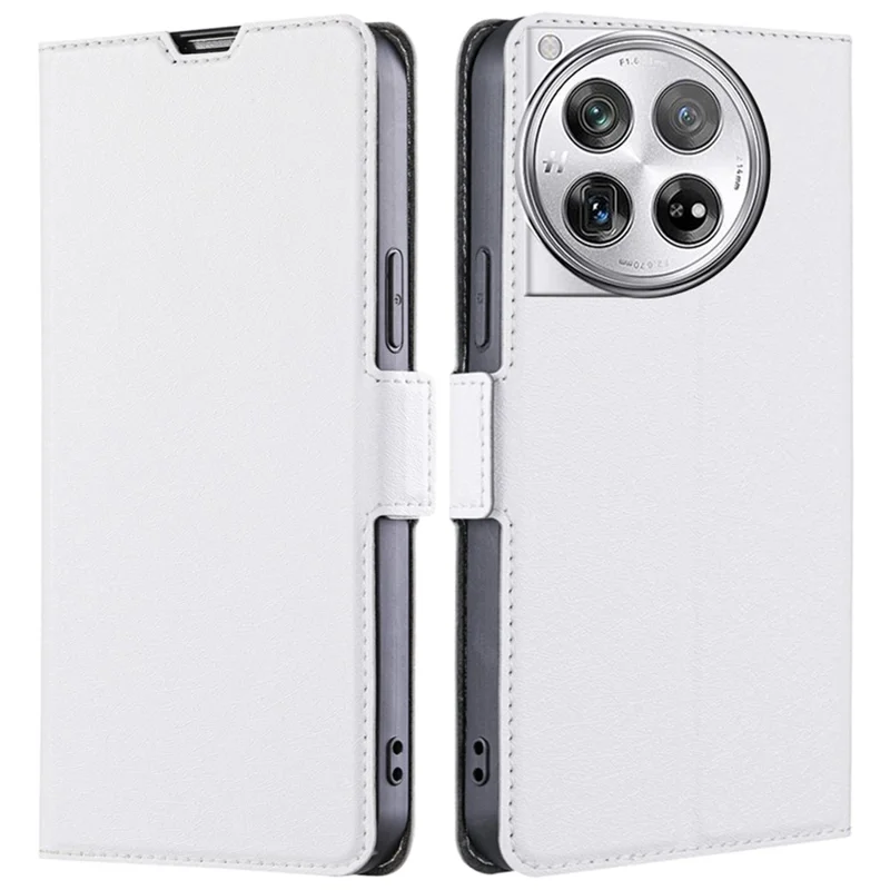 PU Leather Phone Case for OnePlus 12 5G Card Slots Cell Phone Cover Drop Protection Shell - White
