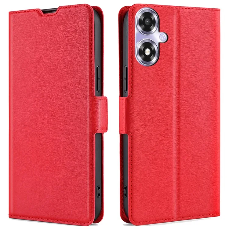 For Oppo A2x 5G / A2m 5G Shockproof Leather Folio Phone Cover with Card Slots Magnetic Protection - Red