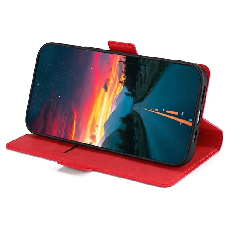 For Oppo A2x 5G / A2m 5G Shockproof Leather Folio Phone Cover with Card Slots Magnetic Protection - Red