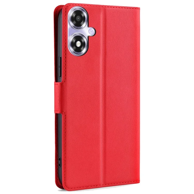 For Oppo A2x 5G / A2m 5G Shockproof Leather Folio Phone Cover with Card Slots Magnetic Protection - Red