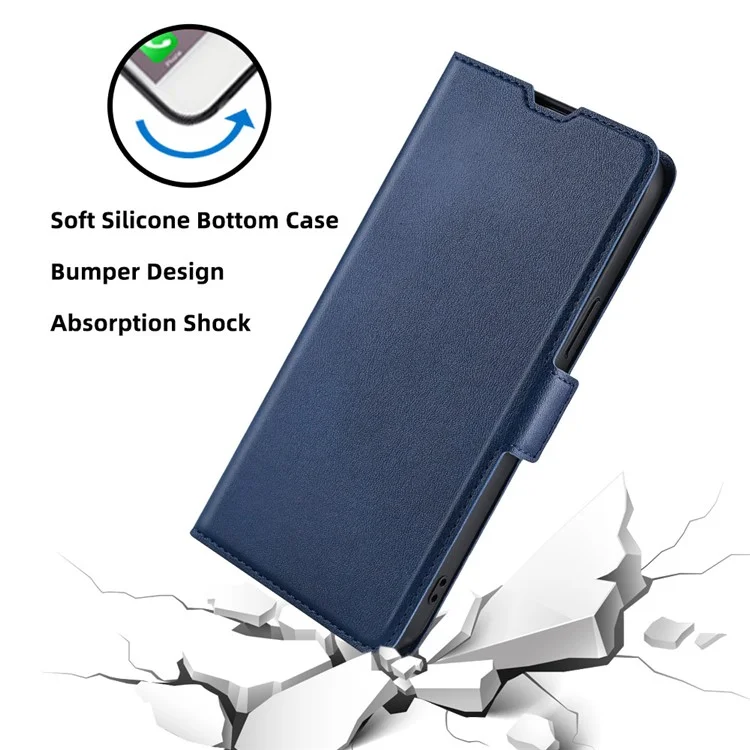 Funda para teléfono For Honor X50i+ 5G de cuero PU magnético con tapa y ranuras para tarjetas - Azul