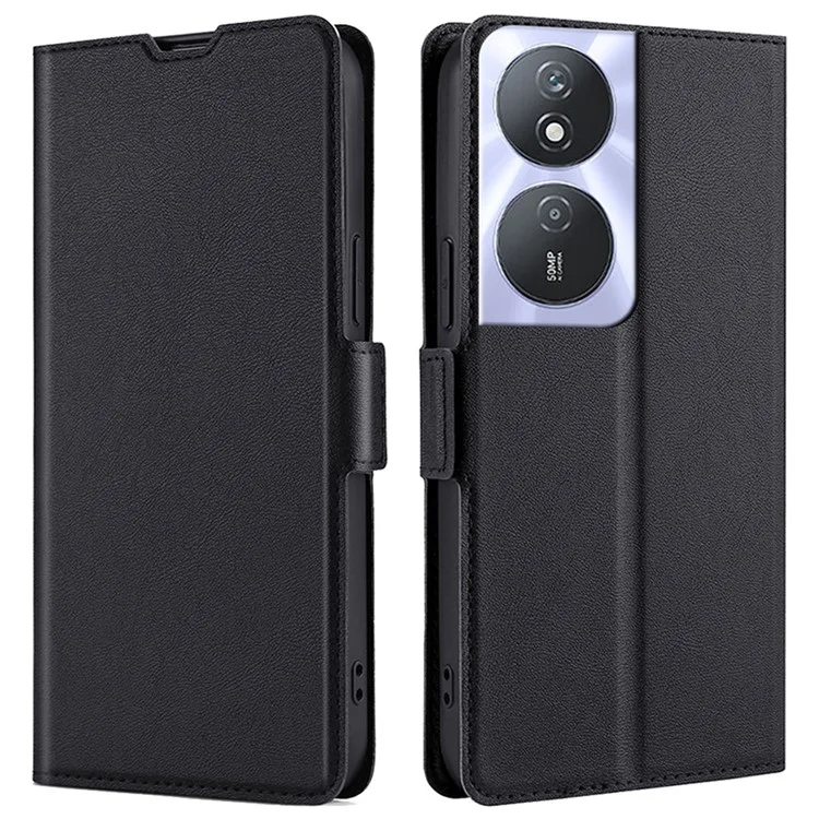 For Honor Play 50 Plus 5G / Play 8T 5G / X7b 4G / 90 Smart Leather Case Card Slots Phone Cover - Black