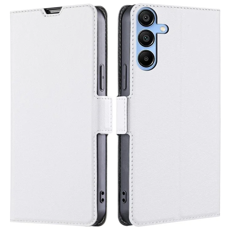 Phone Case for Samsung Galaxy A15 5G / 4G PU Leather Flip Phone Cover with Card Slots - White