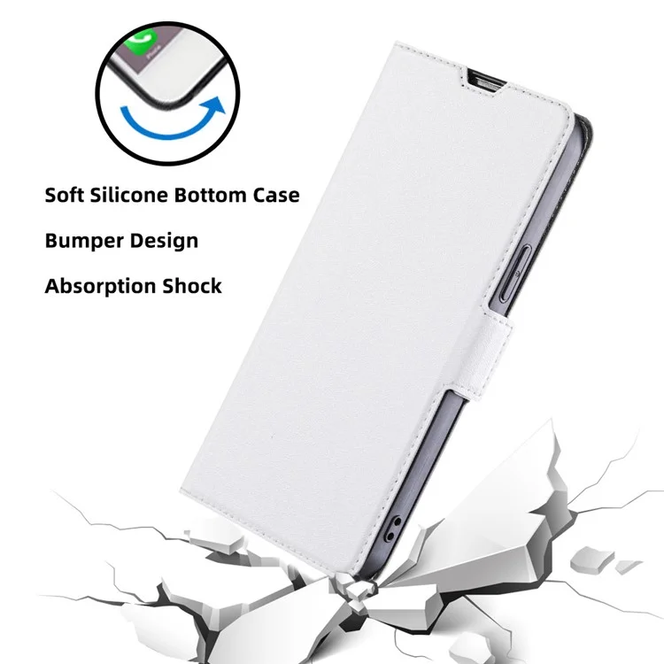 Phone Case for Samsung Galaxy A15 5G / 4G PU Leather Flip Phone Cover with Card Slots - White