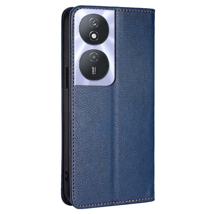 Solid Color Case for Honor Play 50 Plus 5G / Play 8T 5G / X7b 4G / 90 Smart Cover Folio Flip PU Leather Phone Protector - Blue