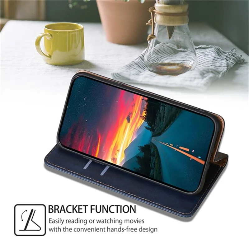 For Oppo A2m 5G / A2x 5G Case Wallet Card Slots Anti-scratch PU Leather Magnetic Cell Phone Cover - Blue