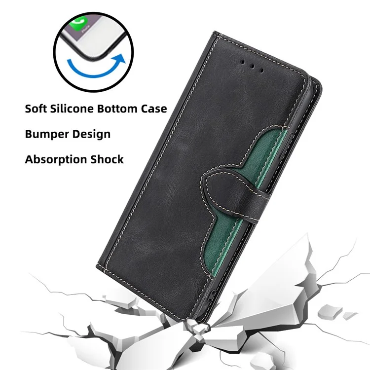 For Honor X50i+ 5G Funda de Cartera Piel Sintética Soporte de Teléfono - Negro