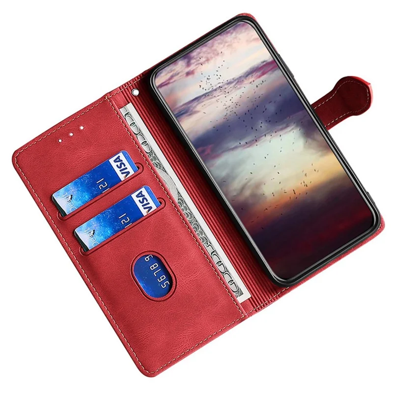 For Honor X50i+ 5G Wallet Case Skin-Feel Leather Stand Phone Cover - Red