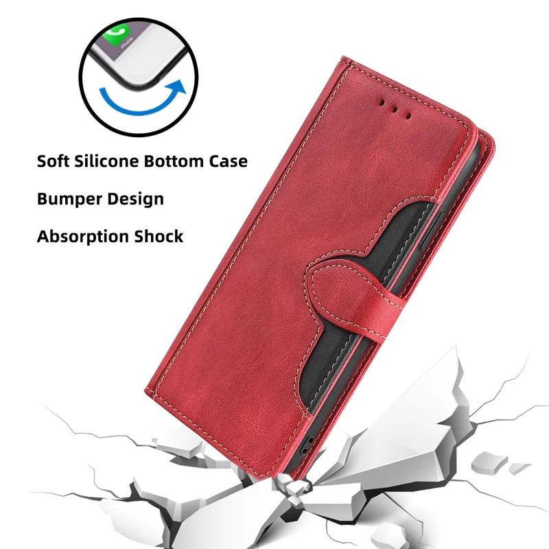 For Honor X50i+ 5G Wallet Case Skin-Feel Leather Stand Phone Cover - Red