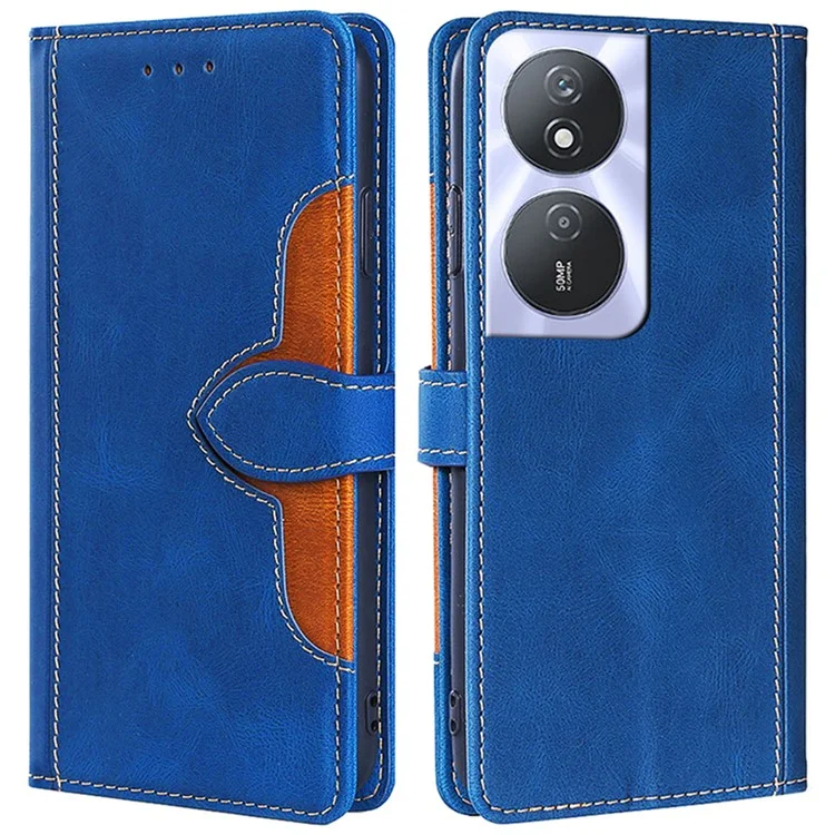 Para Honor Play 50 Plus 5G / Play 8T 5G / X7b 4G / 90 Smart Case Cartera Funda de Piel Patrón de Sombrero de Paja - Azul