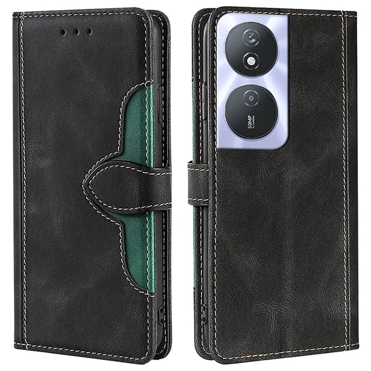 For Honor Play 50 Plus 5G / Play 8T 5G / X7b 4G / 90 Smart Case Wallet Leather Cover Straw Hat Pattern - Black