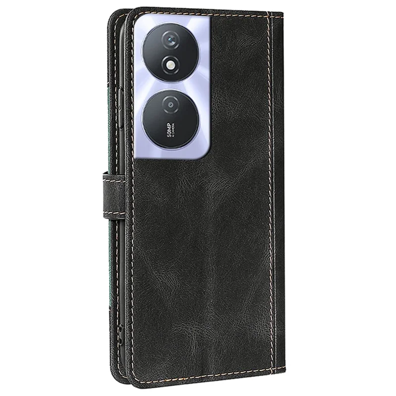 For Honor Play 50 Plus 5G / Play 8T 5G / X7b 4G / 90 Smart Case Wallet Leather Cover Straw Hat Pattern - Black