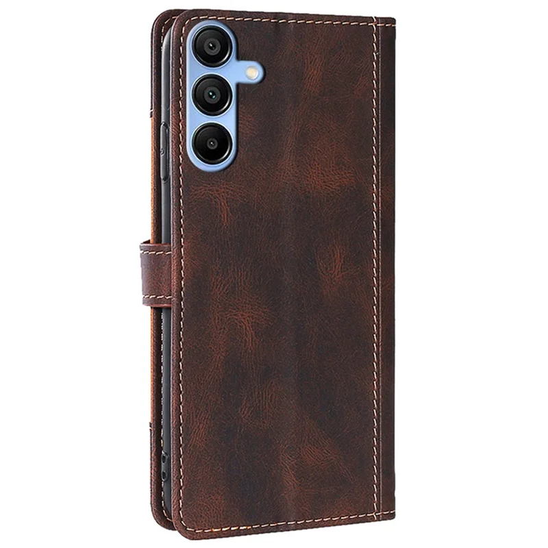 Für Samsung Galaxy A15 4G / A15 5G Cover Strohhutentwurf PU-Leder Ständer Brieftasche Handy Hülle - Braun